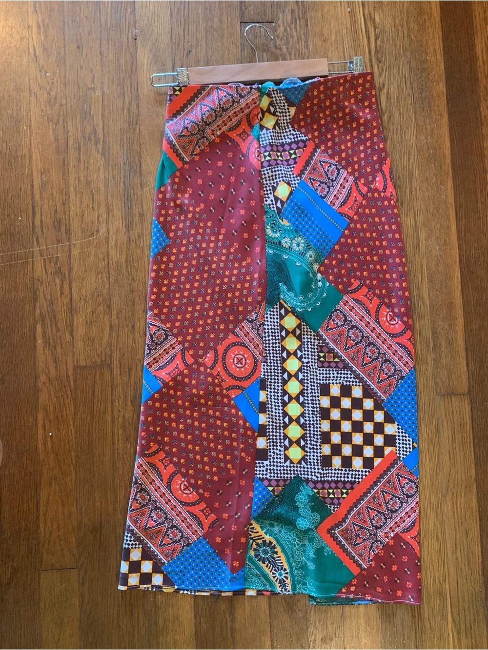 Urban Outfitters Multicolor Patchwork Midi Skirt - Red, Teal, Purple